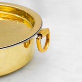 Healthsmith Pure Brass Flat Hammered Lagan with Lid & Handle